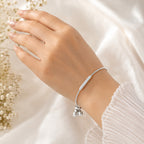 Close-up of 925 sterling silver bracelet featuring a sparkling crystal bar