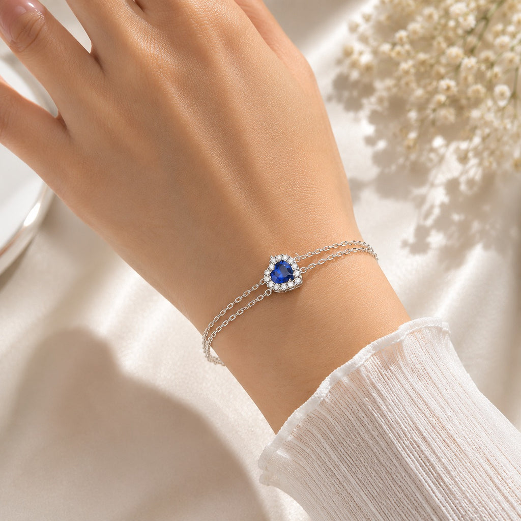 925 sterling silver blue clover bracelet for women