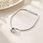 925 sterling silver bracelet for women with sparkling bar and polished ball charms