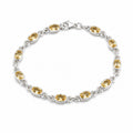 925 sterling silver citrine gemstone link bracelet for women with oval golden yellow stones