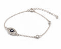 925 sterling silver evil eye bracelet with sparkling zircon stones and delicate chain for women