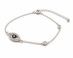 925 sterling silver evil eye bracelet with sparkling zircon stones and delicate chain for women
