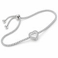 925 Sterling Silver Heart Tennis Bracelet with AAA+ cubic zirconia stones and adjustable slider clasp for women.