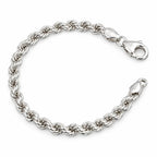 925 sterling silver rope chain bracelet with lobster clasp and 925 stamp, top view