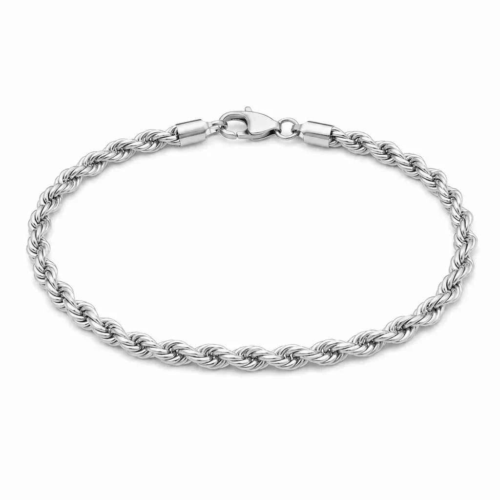 925 Sterling Silver Rope Chain Necklace, Unisex, 18–24 Inch