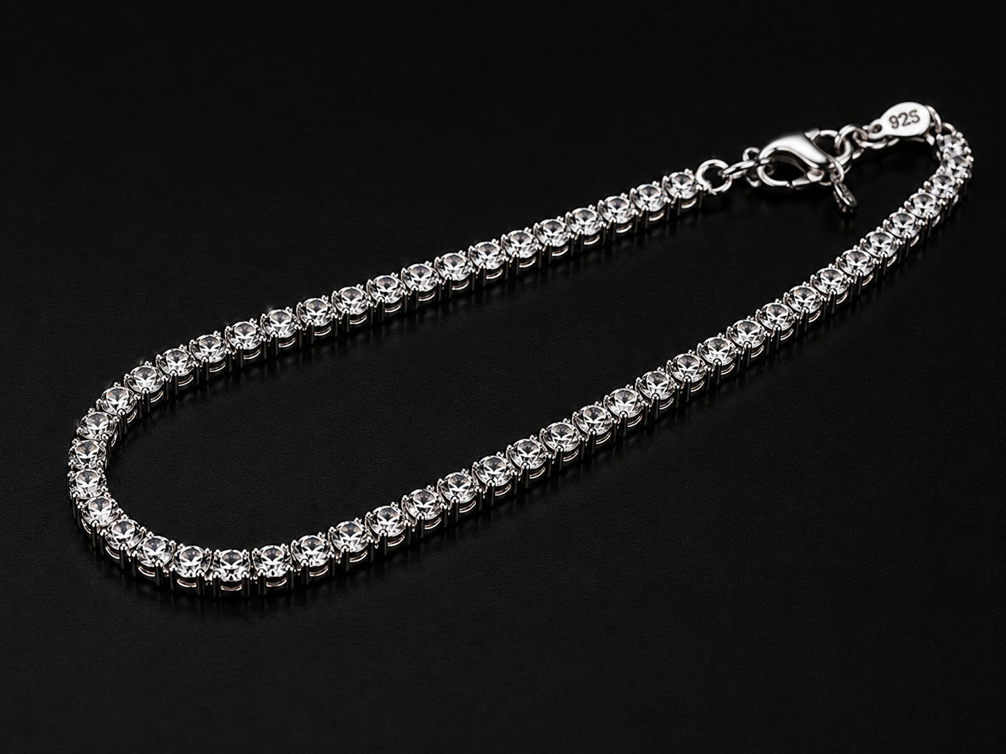 6" 2mm Diamond-Cut Tennis Bracelet – Sparkling Silver Rhinestone Bracelet for Women