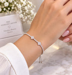 Adjustable 925 sterling silver crystal heart bracelet for women's jewelry gift