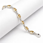 Elegant citrine gemstone and sterling silver link bracelet for women