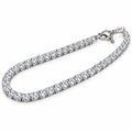 Silver cubic zirconia tennis bracelet with round diamond-cut stones, lobster clasp and 925 stamp tag, 6 inch length