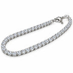 Silver cubic zirconia tennis bracelet with round diamond-cut stones, lobster clasp and 925 stamp tag, 6 inch length