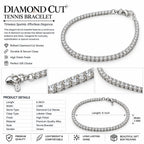Diamond cut tennis bracelet, 6 inch length and 2mm width, with lobster clasp, perfect gift for her or him