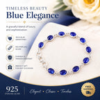 Elegant blue gemstone link bracelet in 925 sterling silver for women