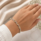 Oval cut golden citrine gemstones set in polished 925 sterling silver bracelet