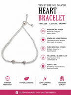 Sparkling silver heart bracelet for women perfect as a birthday anniversary or Valentine's gift