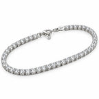 Silver tennis bracelet with sparkling diamond-cut cubic zirconia stones and extender chain with S925 tag