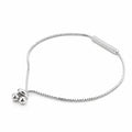 925 sterling silver adjustable bar bracelet with cubic zirconia pavé bar and box chain slider closure