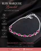 925 sterling silver marquise gemstone bracelet, elegant jewelry gift for women