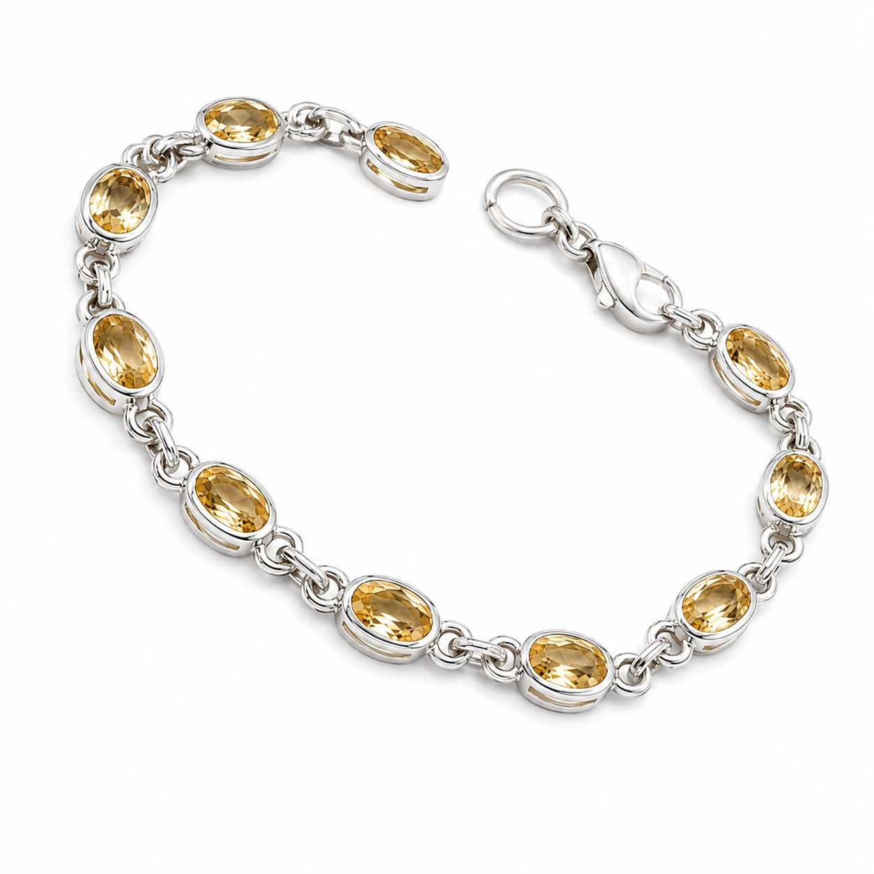 Luxury 925 sterling silver citrine bracelet for women with secure lobster clasp