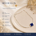 Women's 925 sterling silver blue clover charm jewelry bracelet