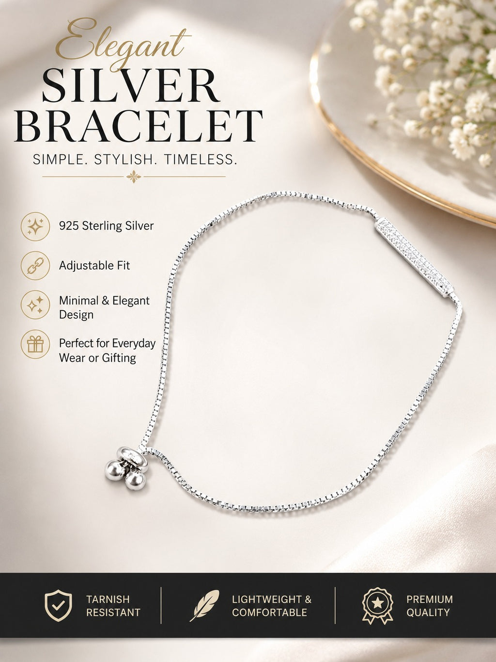 Timeless 925 sterling silver jewelry bracelet for women perfect for everyday wear and gifting